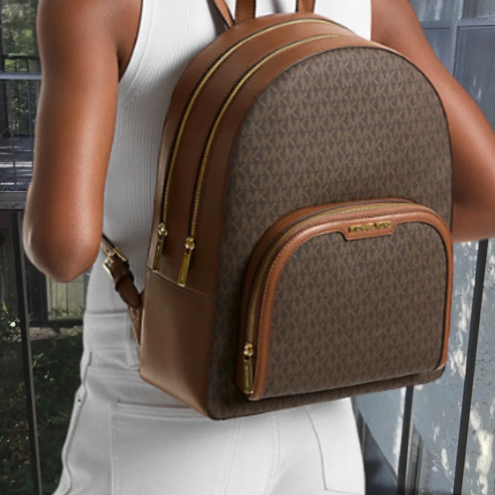 Michael Kors Jaycee Women  Large Travel  Backpack Bag Brown Satchel